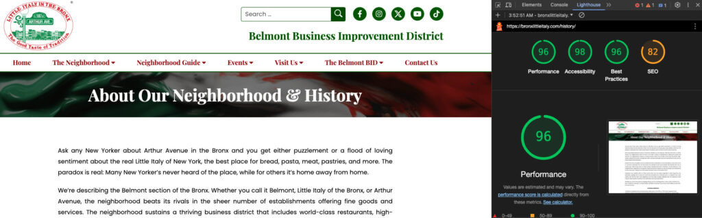 Bronx Little Italy Performance Scores